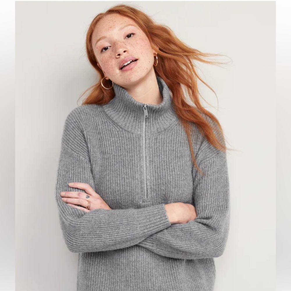 Rib Knit Quarter Zip Sweater